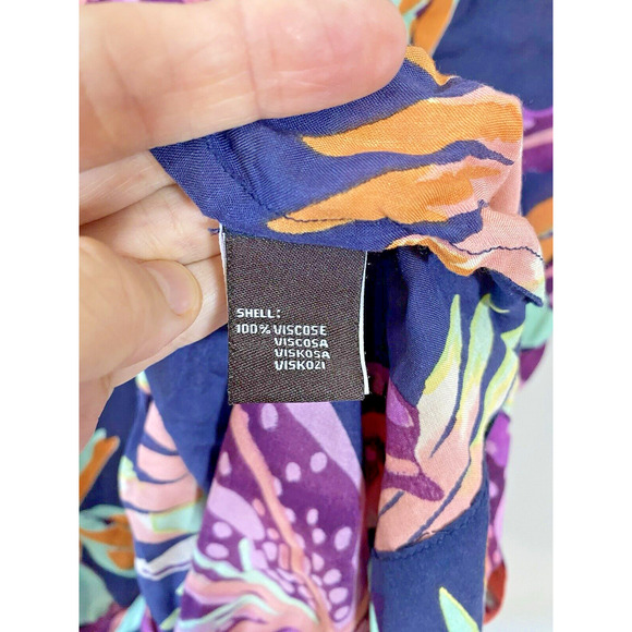 Antik Batik Tropical Floral Tunic Dress Sundress Cover Up Semi-Sheer Size SMALL - Picture 7 of 9